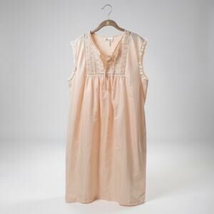 Vintage Cotton Barbizon Pink Lace Nightgown Nightie Romantic Cottagecore Large